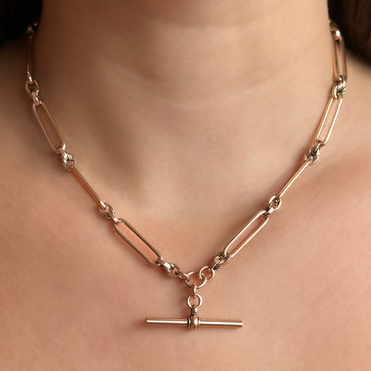 Edwardian Trombone &amp; Squared Love Knot Albert Chain