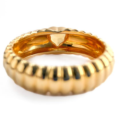 Vintage Tiffany and Co Citrine Heart Yellow Gold Ribbed Ring