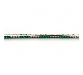 Emerald Diamond and Platinum Line Bracelet, 4.49 carat total