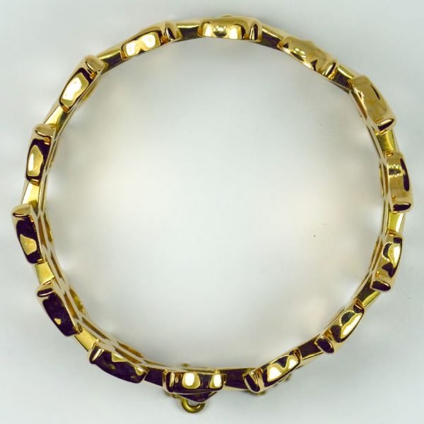 Retro 18ct Yellow Gold Brick Link Bracelet