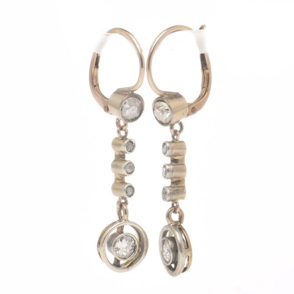 Antique Victorian 0.52ct Old Cut Diamond Drop Earrings