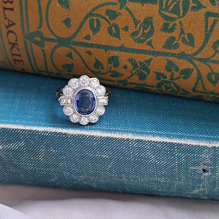 1.90ct Sapphire and Diamond Cluster Ring