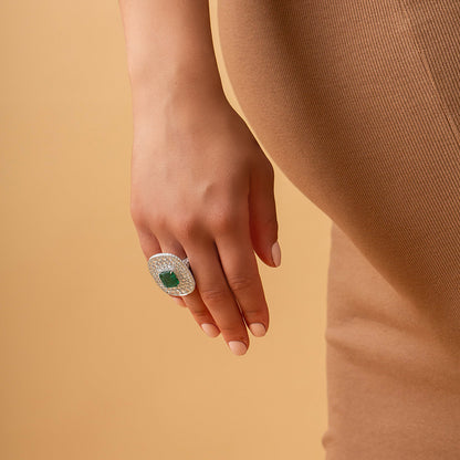 6.13ct Zambian Emerald and Diamond Dress Ring