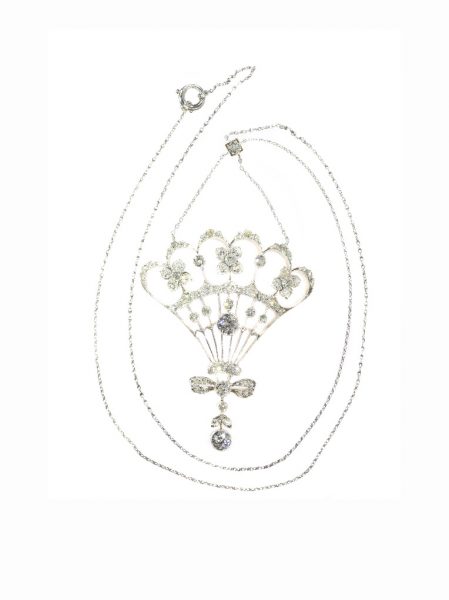 Belle Epoque Old Cut Diamond Pendant, 2.30cts, Silver and Gold, c.1900