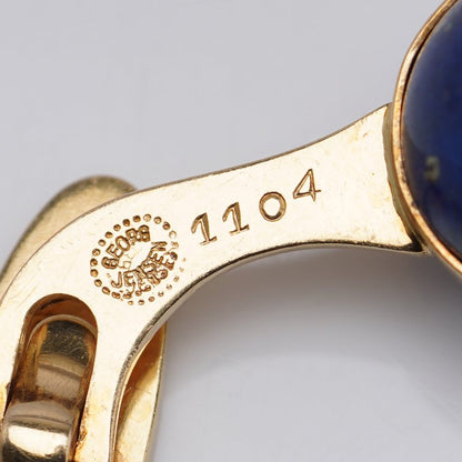 Vintage 1970s Georg Jensen 18ct Yellow Gold Cufflinks with Lapis Lazuli