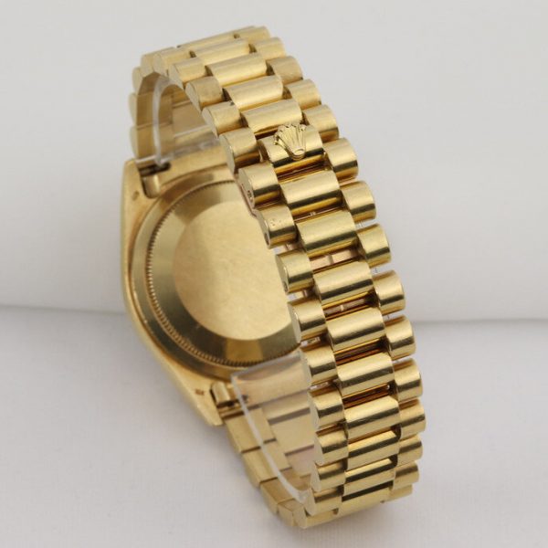 Vintage Rolex Day Date President 18238 18ct Yellow Gold 36mm Automatic Watch; gold-colour dial, weekday and date functions and sapphire crystal, 18ct yellow gold President bracelet with 18ct Crownclasp, with Rolex box, Circa 1990s