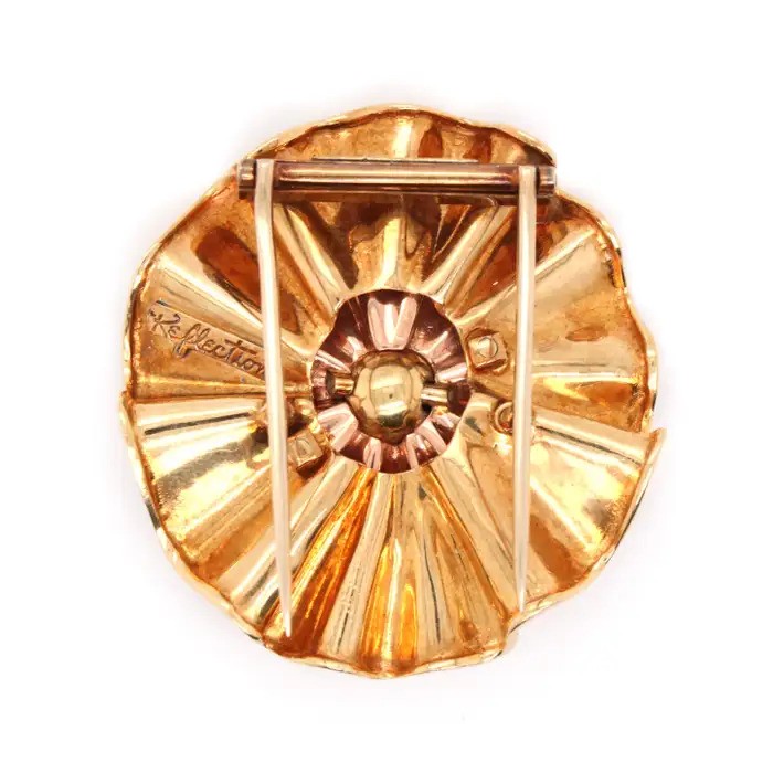 Mauboussin 1940s Retro Gold Brooch and Earrings Suite, Reflections by Trabert & Hoeffer for Mauboussin