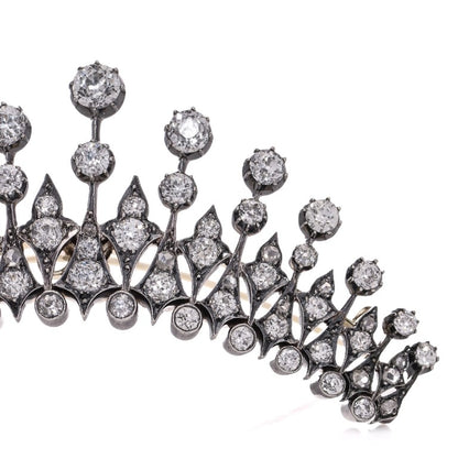 Victorian Antique 4.56ct Old Cut Diamond Tiara Brooch