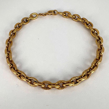 Vintage 18ct Yellow Gold Textured Cable Link Bracelet
