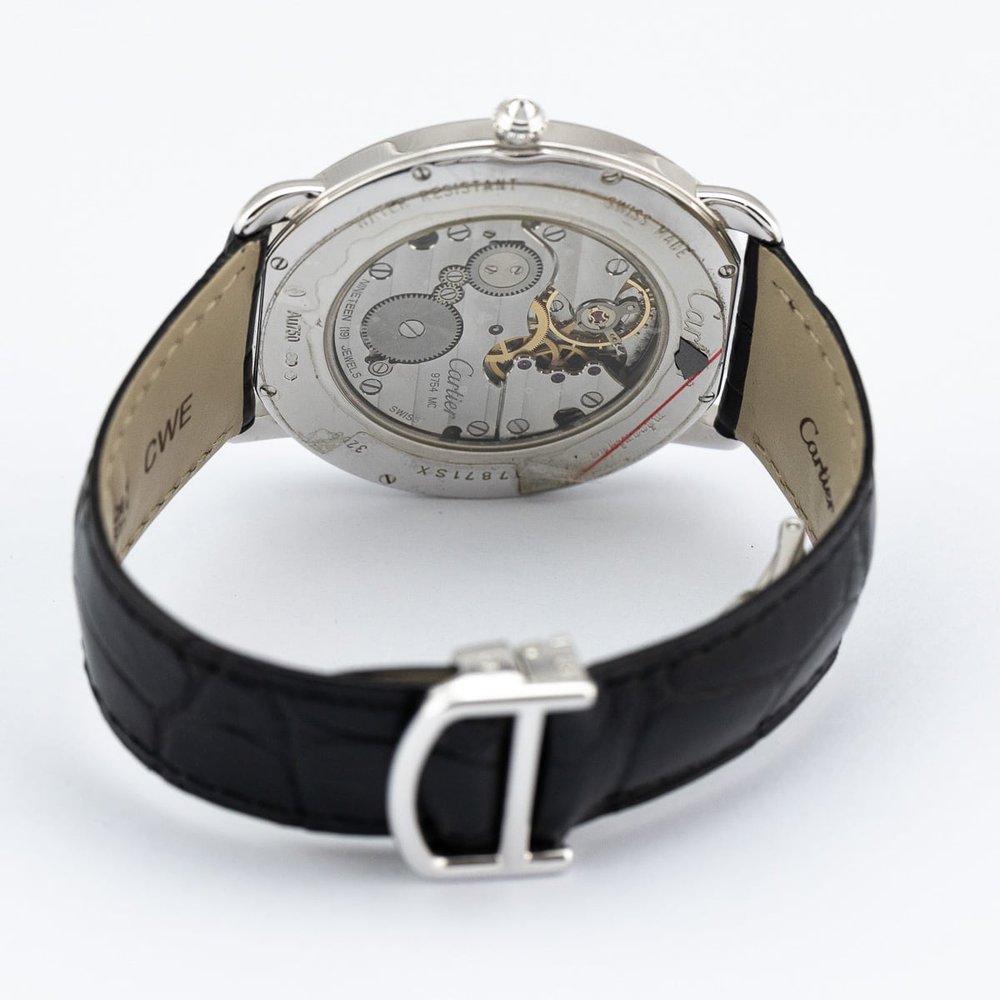 Vintage Ladies Cartier Ronde Louis WR007002 Manual Watch With Factory Diamond Bezel, see through exhibition case-back