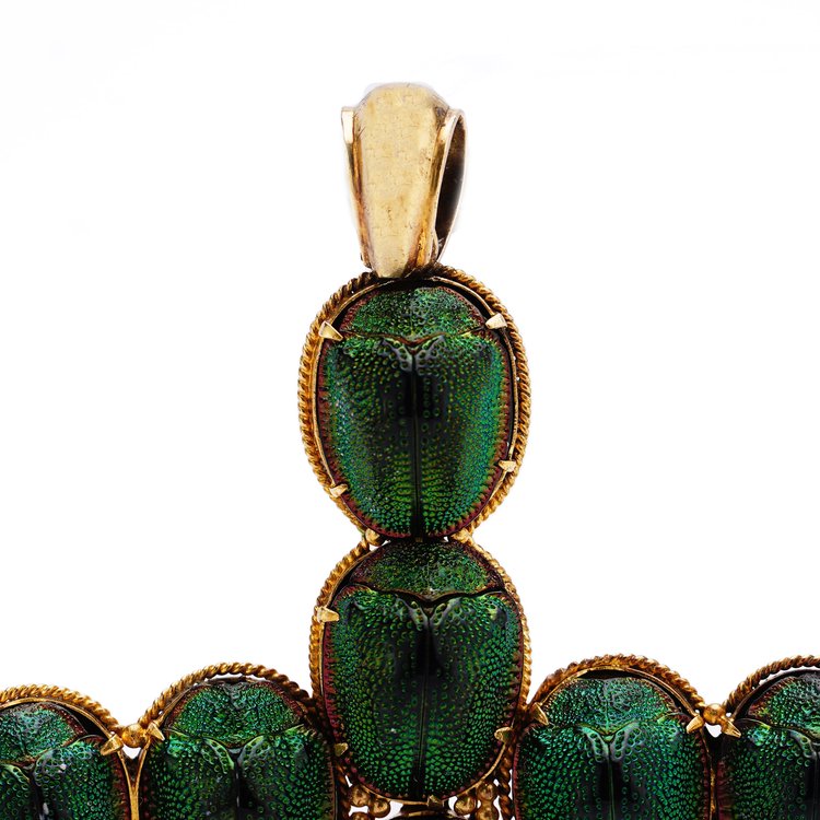 Antique Victorian 15ct Gold Cross Pendant with Scarab Beetle