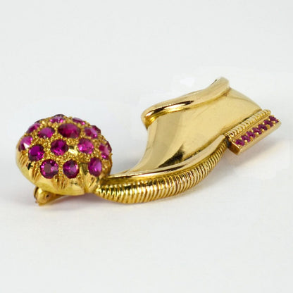 14ct Yellow Gold and Ruby Tsarouchi Shoe Brooch