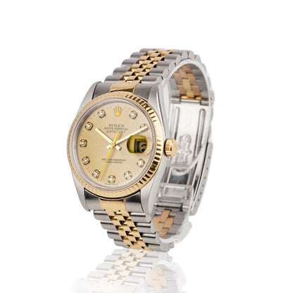 Rolex Datejust 16233 Steel and Gold Watch with Diamonds