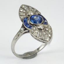 Vintage French Sapphire, Diamond and Platinum Cocktail Ring