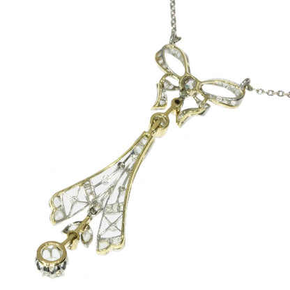 Antique Belle Epoque Diamond Necklace with Bow Motif