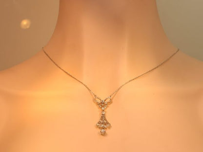Antique Belle Epoque Diamond Necklace with Bow Motif