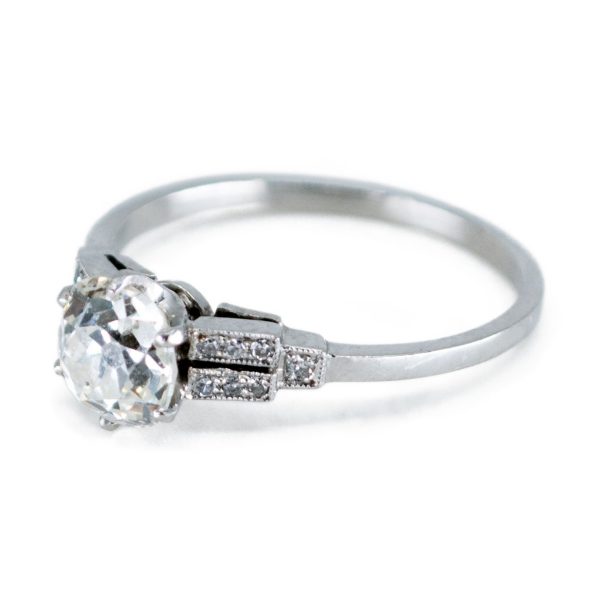 Antique Art Deco 1.14ct Cushion Cut Diamond Ring, Platinum
