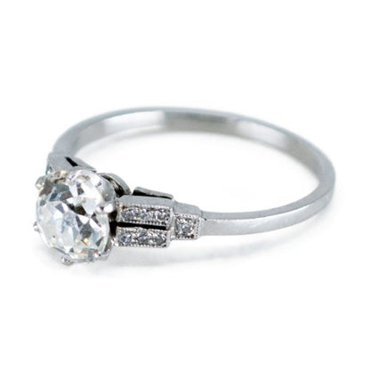 Antique Art Deco 1.14ct Cushion Cut Diamond Ring, Platinum