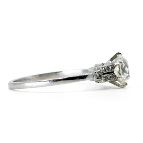 Antique Art Deco 1.14ct Cushion Cut Diamond Ring, Platinum