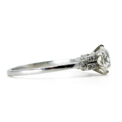 Antique Art Deco 1.14ct Cushion Cut Diamond Ring, Platinum