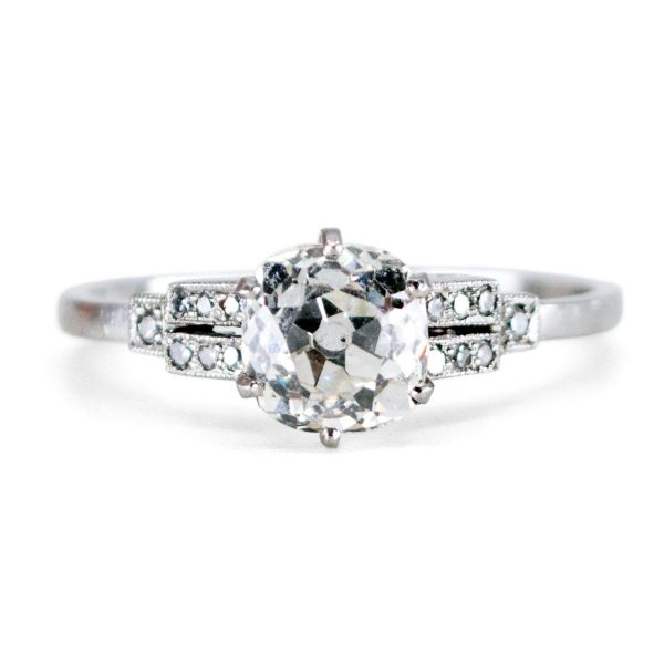 Antique Art Deco 1.14ct Cushion Cut Diamond Ring, Platinum