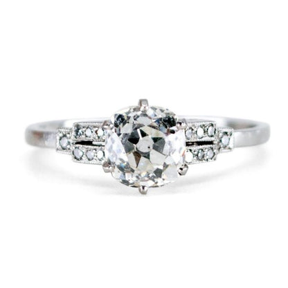 Antique Art Deco 1.14ct Cushion Cut Diamond Ring, Platinum