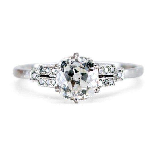 Antique Art Deco 1.14ct Cushion Cut Diamond Ring, Platinum
