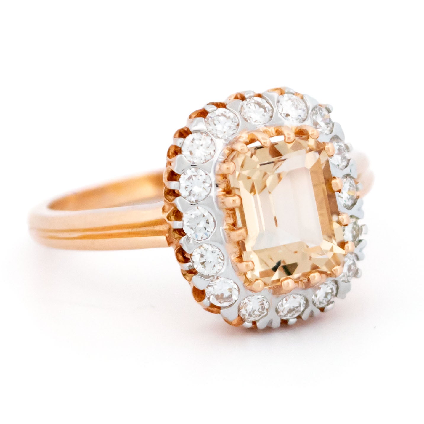 Diamond Morganite 14k Cluster Engagement Ring