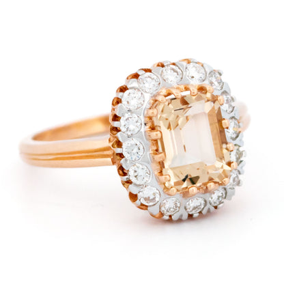Diamond Morganite 14k Cluster Engagement Ring