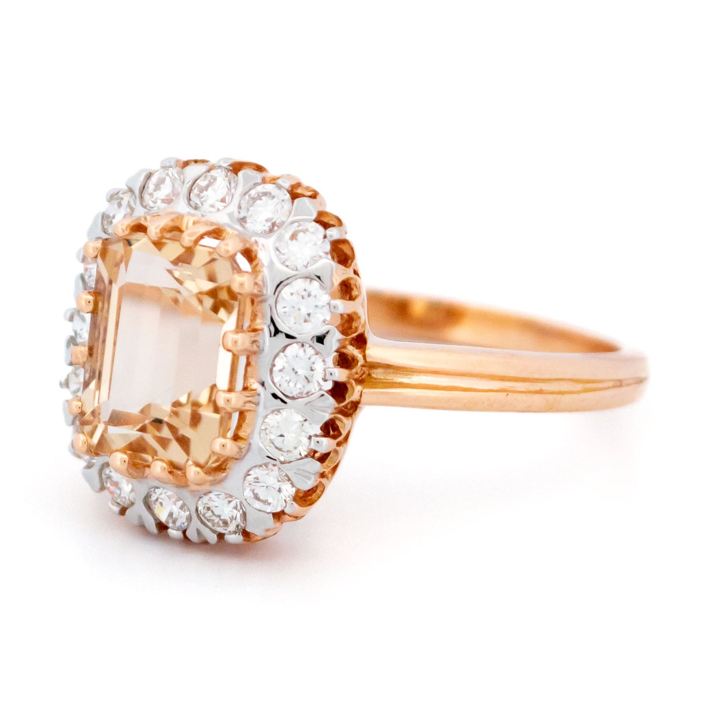 Diamond Morganite 14k Cluster Engagement Ring