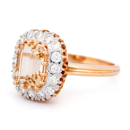 Diamond Morganite 14k Cluster Engagement Ring