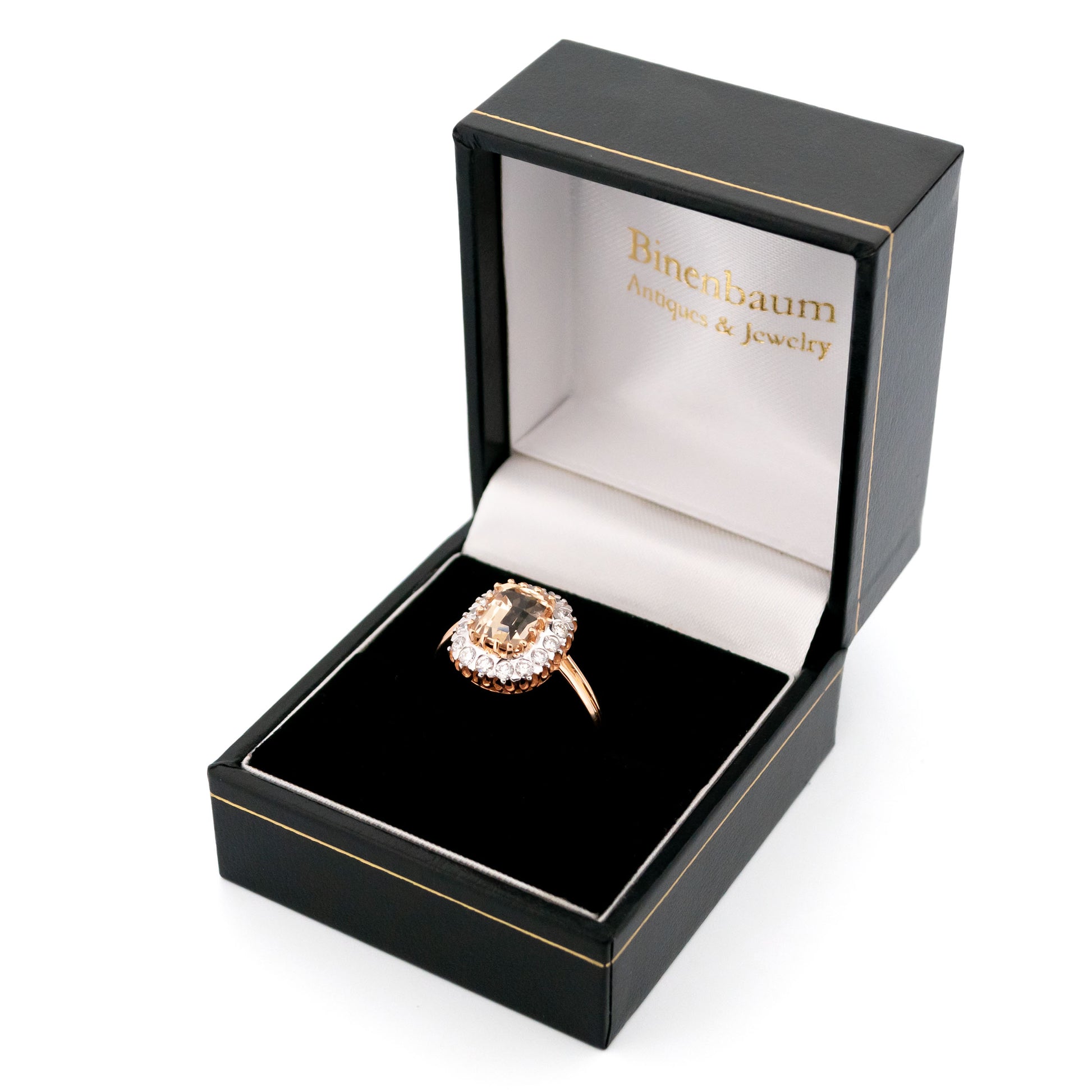 Diamond Morganite 14k Cluster Engagement Ring