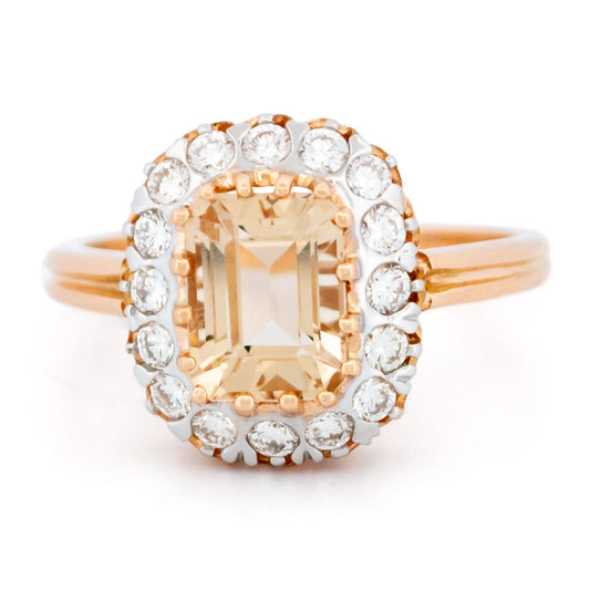 Diamond Morganite 14k Cluster Engagement Ring