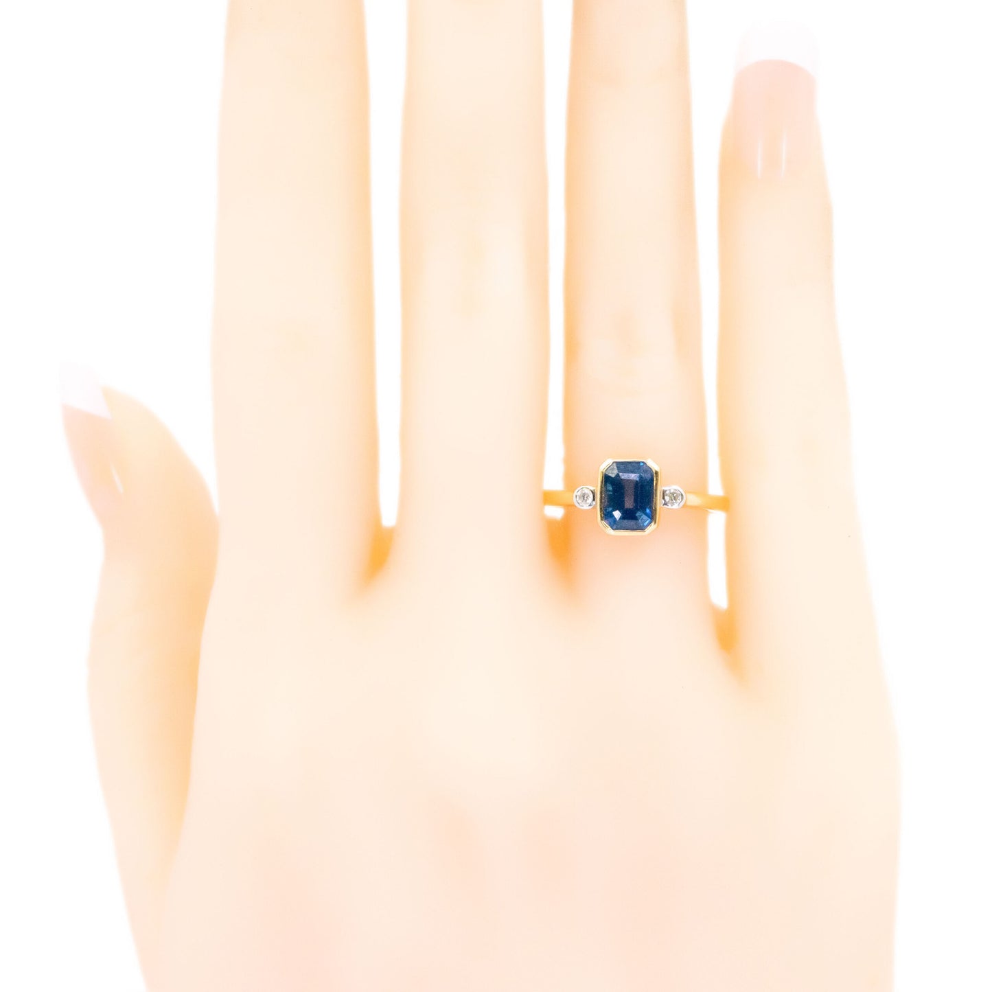 Diamond Sapphire 14k Rectangle-Shape Ring 17009-9059