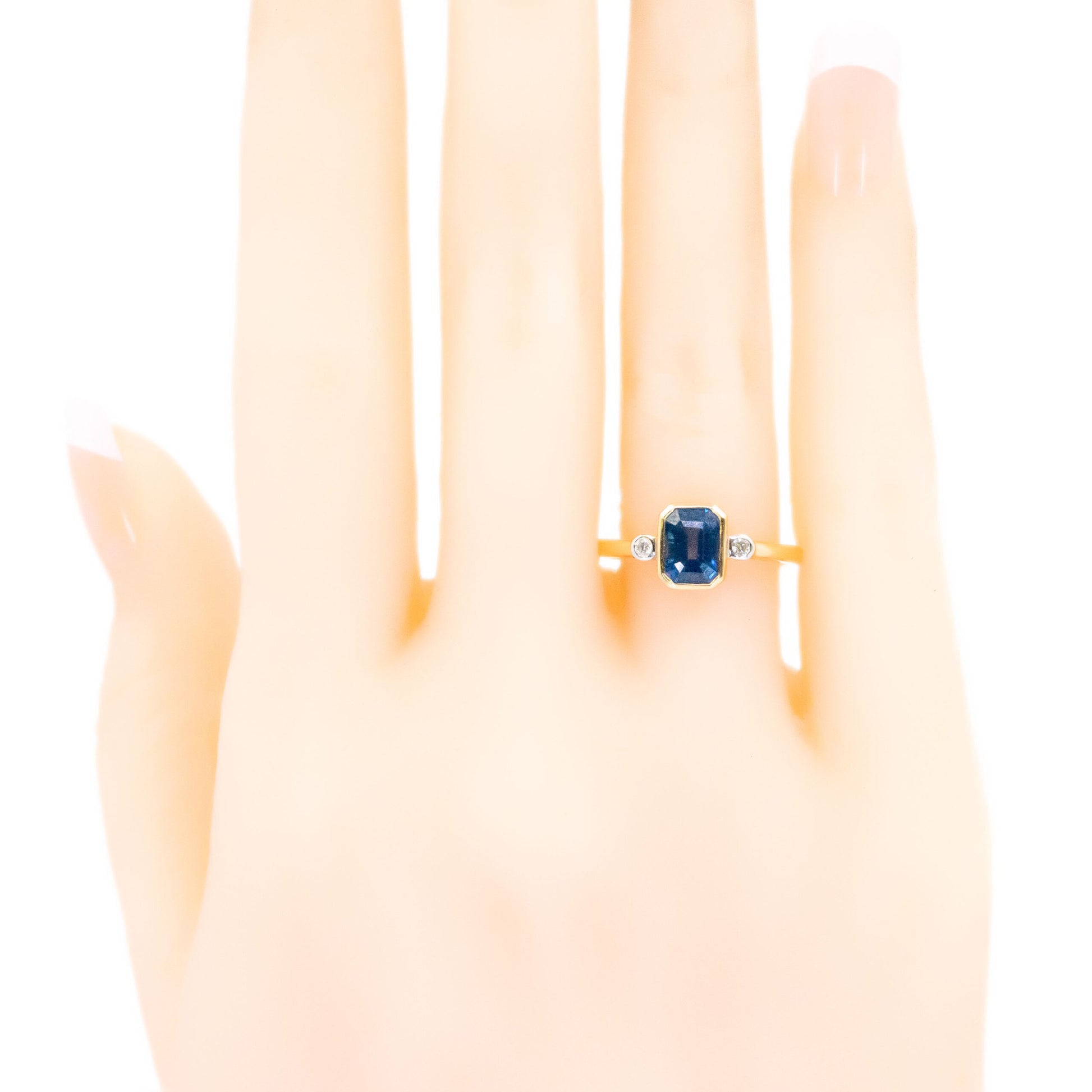 Diamond Sapphire 14k Rectangle-Shape Ring 17009-9059