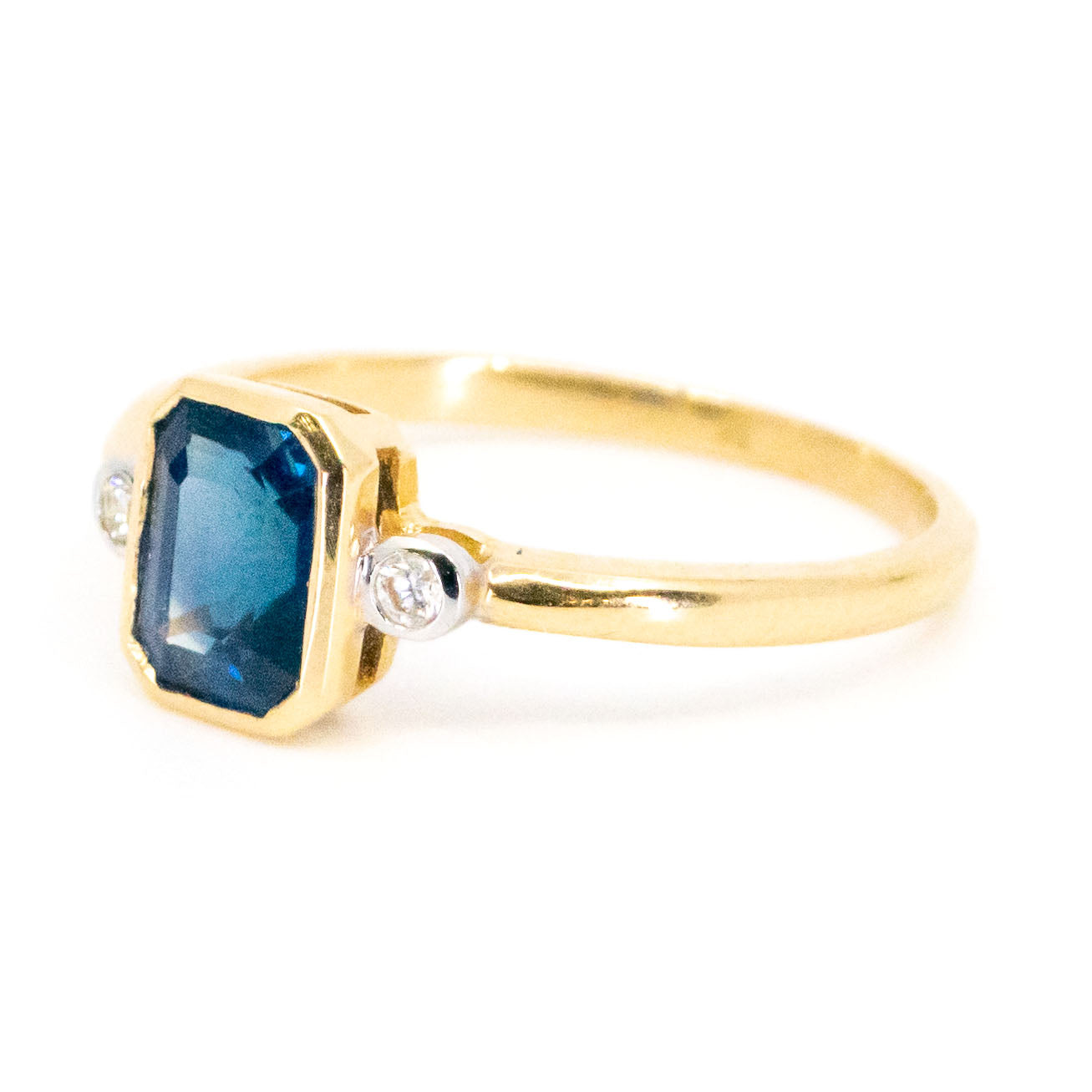 Diamond Sapphire 14k Rectangle-Shape Ring 17009-9059