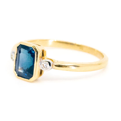 Diamond Sapphire 14k Rectangle-Shape Ring 17009-9059