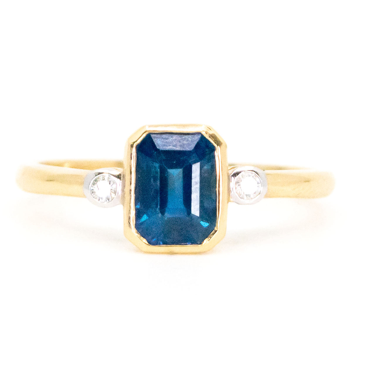 Diamond Sapphire 14k Rectangle-Shape Ring 17009-9059