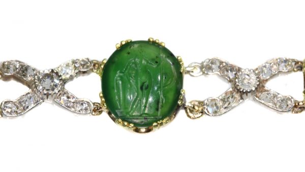 Antique 18th Century Diamond Bracelet with 2000 year old Chalcedony Intaglios