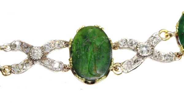 Antique 18th Century Diamond Bracelet with 2000 year old Chalcedony Intaglios