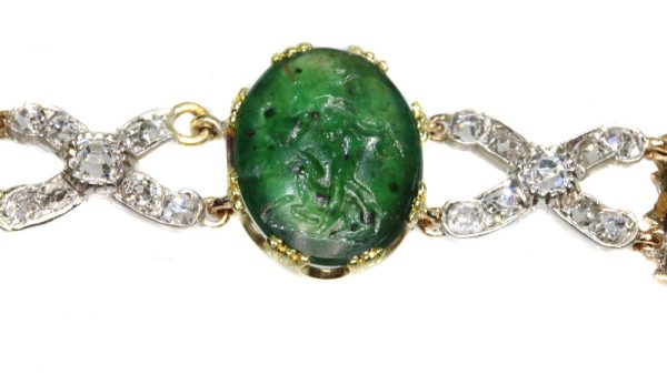 Antique 18th Century Diamond Bracelet with 2000 year old Chalcedony Intaglios