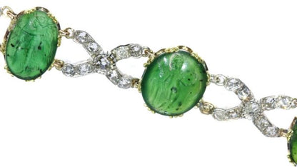 Antique 18th Century Diamond Bracelet with 2000 year old Chalcedony Intaglios