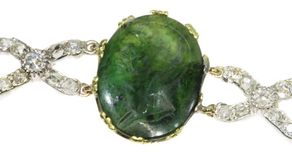 Antique 18th Century Diamond Bracelet with 2000 year old Chalcedony Intaglios