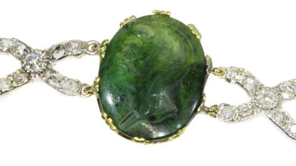 Antique 18th Century Diamond Bracelet with 2000 year old Chalcedony Intaglios