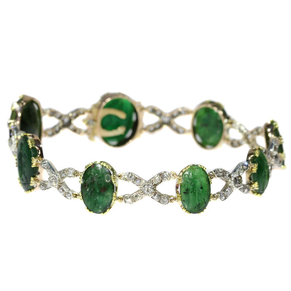Antique 18th Century Diamond Bracelet with 2000 year old Chalcedony Intaglios