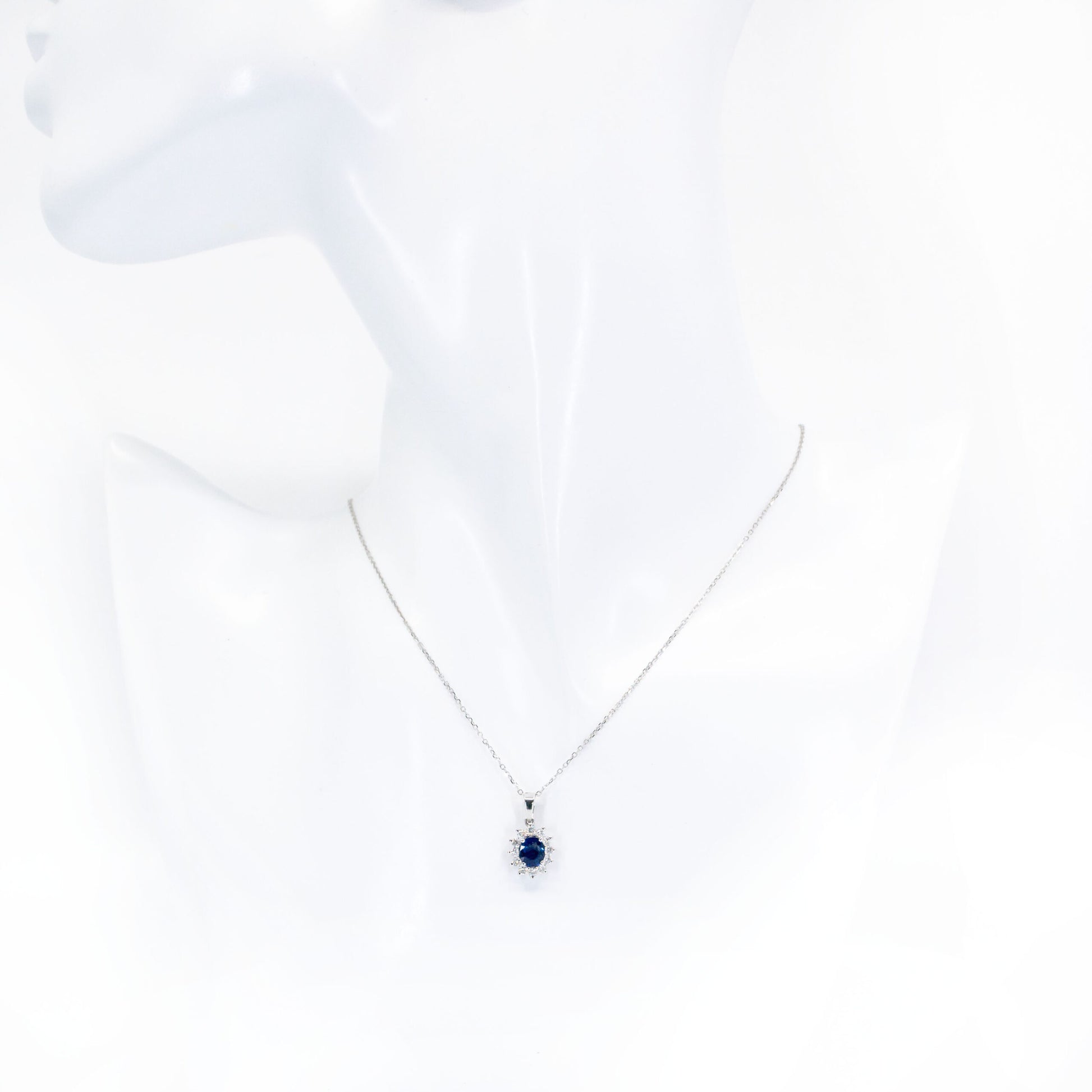Diamond Sapphire 18k Cluster Pendant 17032-9079