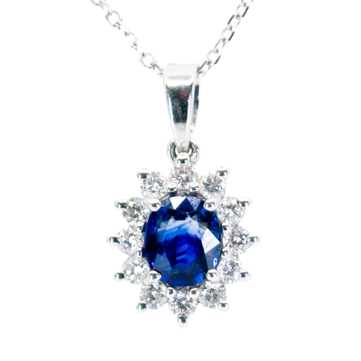 Diamond Sapphire 18k Cluster Pendant 17032-9079