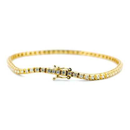 Diamond Line Tennis Bracelet, 1 Carat, in Yellow Gold