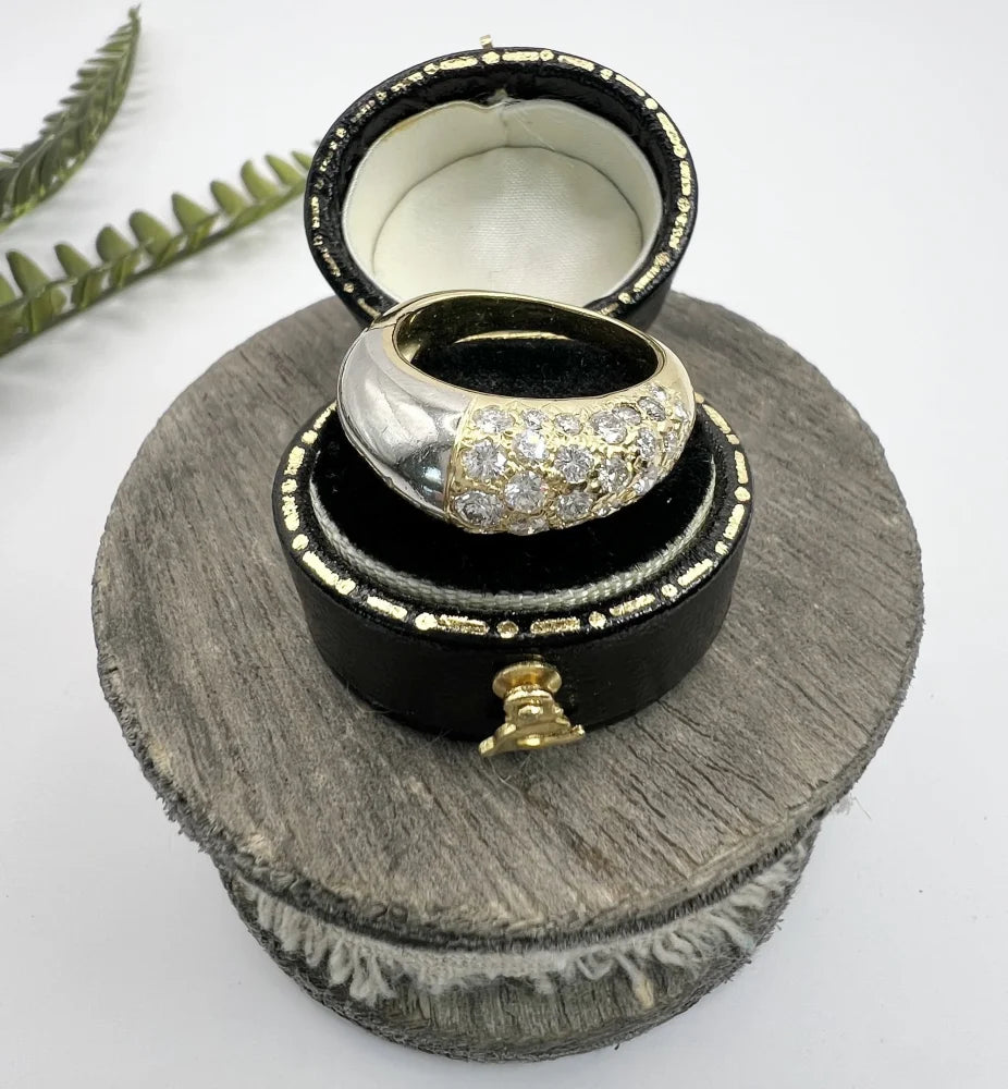 Vintage Diamond Pave Cocktail Ring In 18 Carat Yellow Gold And Platinum