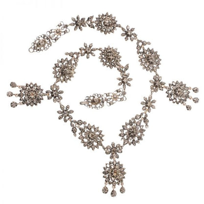 Antique Victorian Diamond Necklace, Silver on 18ct Red Gold